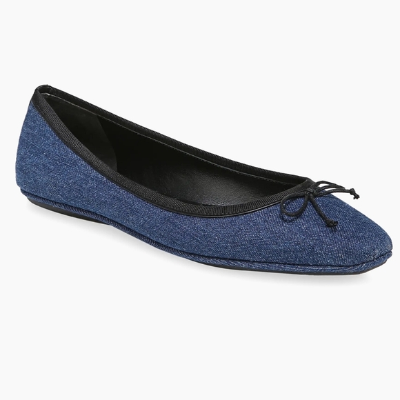 Veronica Beard Blue Denim Bow Flats Size 5 NWT - Picture 5 of 15
